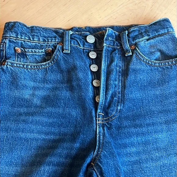 BUCK MASON Wide Leg Button Fly High Waisted Denim Deck Jean - Picture 2 of 10